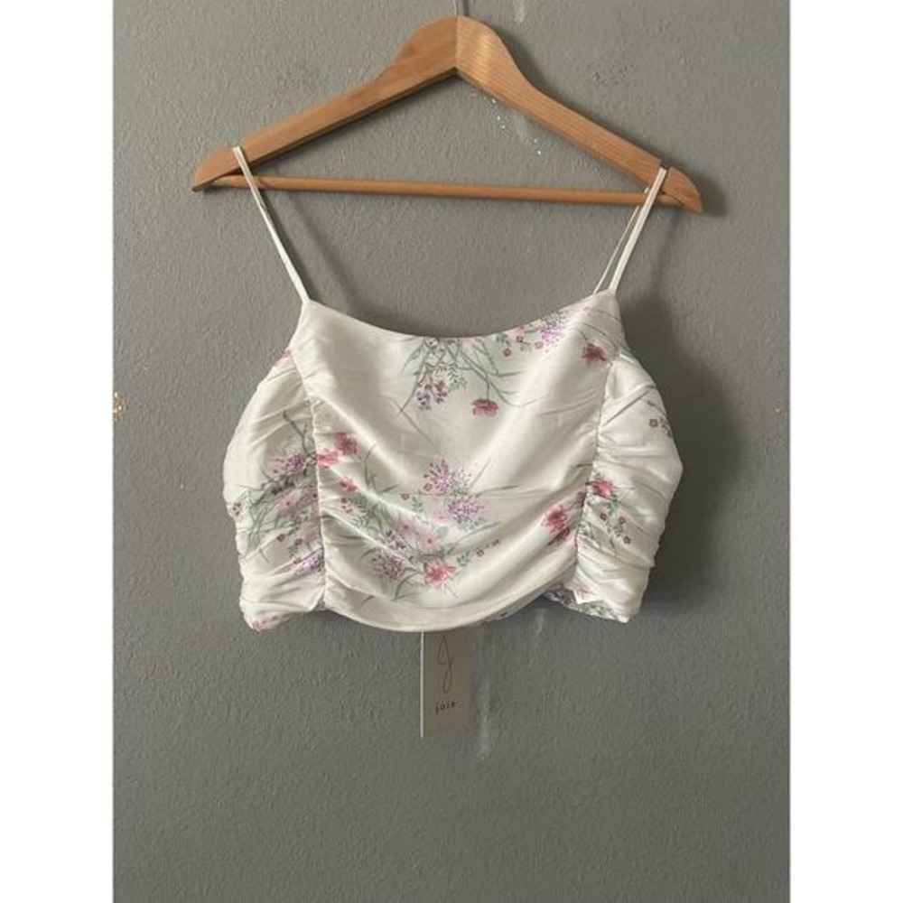 New Joie Floral Ruched Cropped Top
